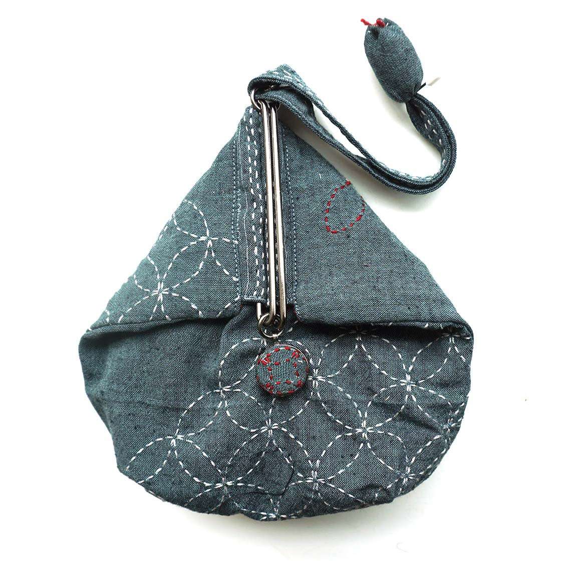 Enchanting Blue Sashiko Slide Clasp Pouch Half Kit