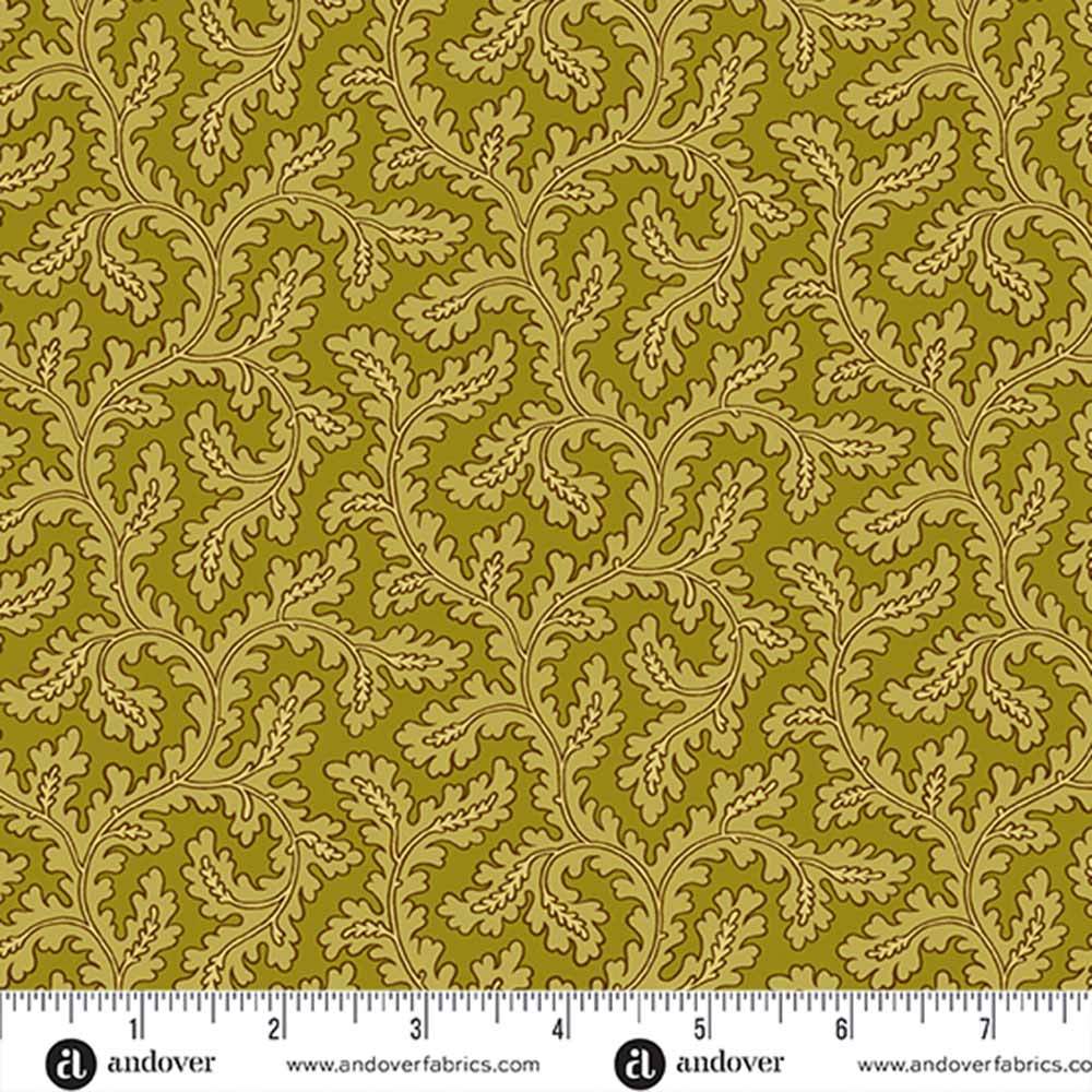 Andover Fabrics - Gathering Oak Leaves Green Yardage: Perfect for Autumn Projects!