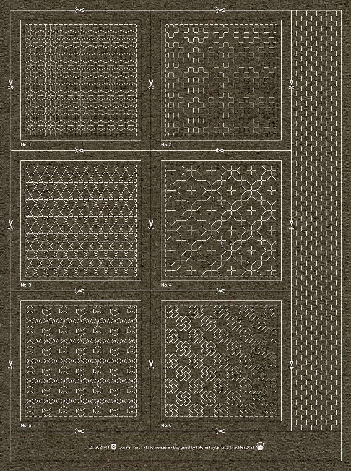 Enchanting Hitome-Zashi Coaster Pattern 1 Slate
