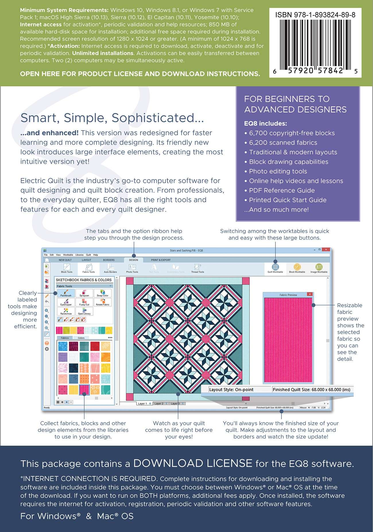 Electric Quilt 8 (EQ8) Software for Quilt Design