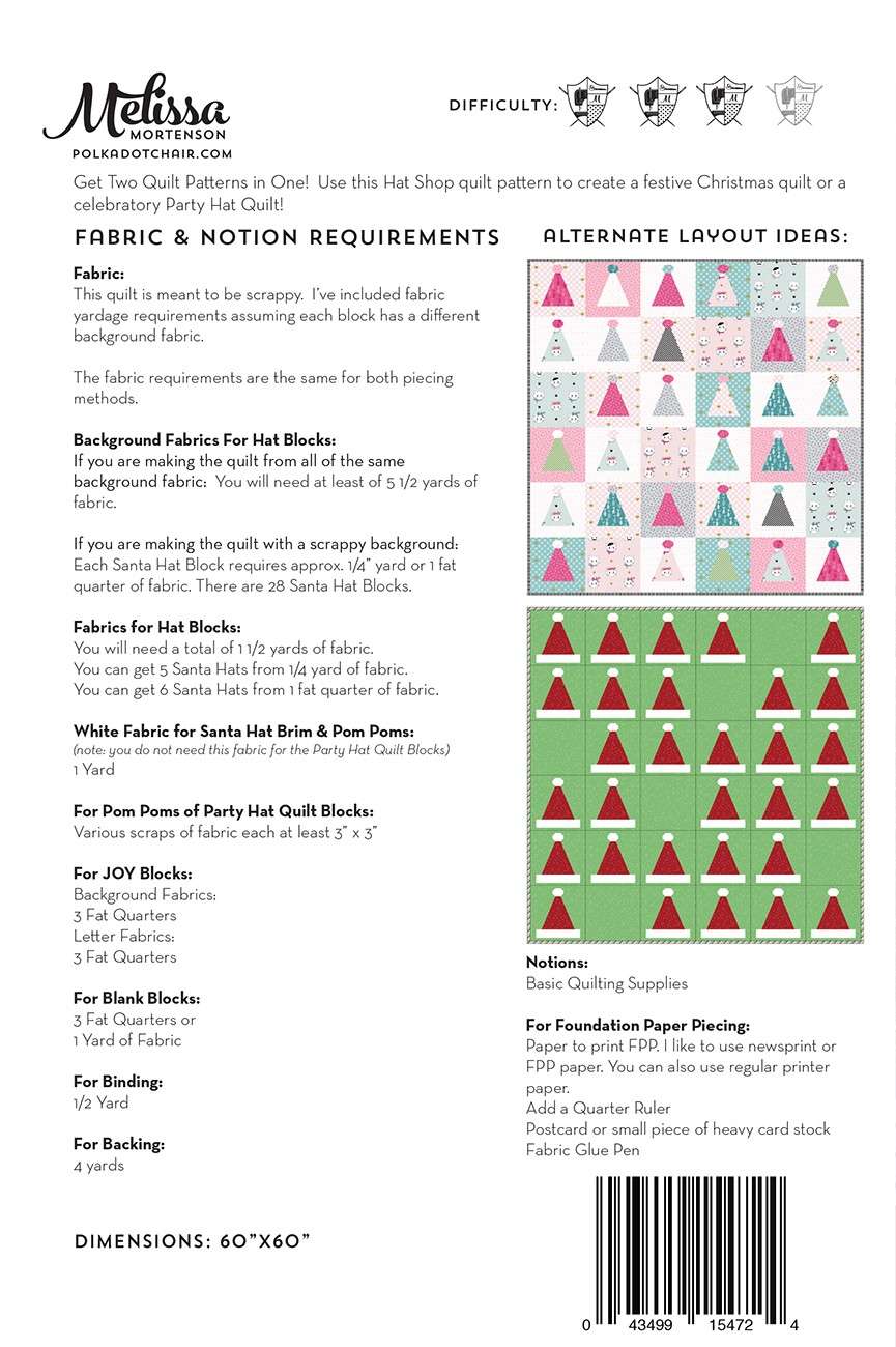 Santa's Hat Shop Quilt Pattern - Double the Fun!