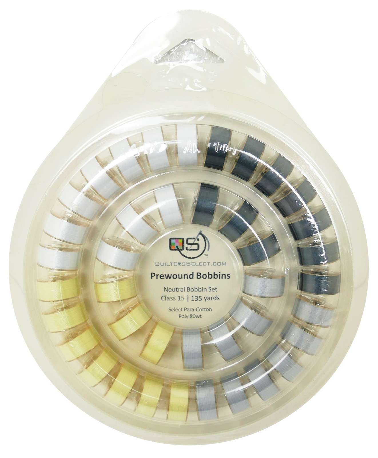 Prewound Class 15 Bobbins 40ct With Bobbin Ring in Neutrals - Perfect for Quilters!