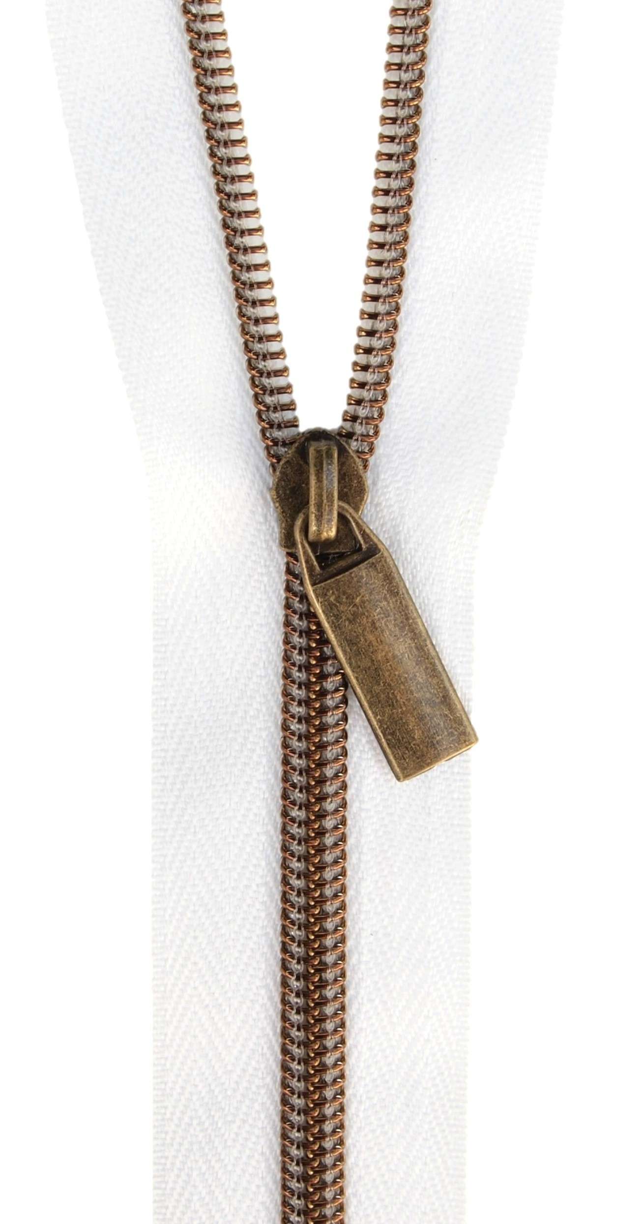 Gorgeous Yard-Long White Tape Zippers with Antique Teeth #5
