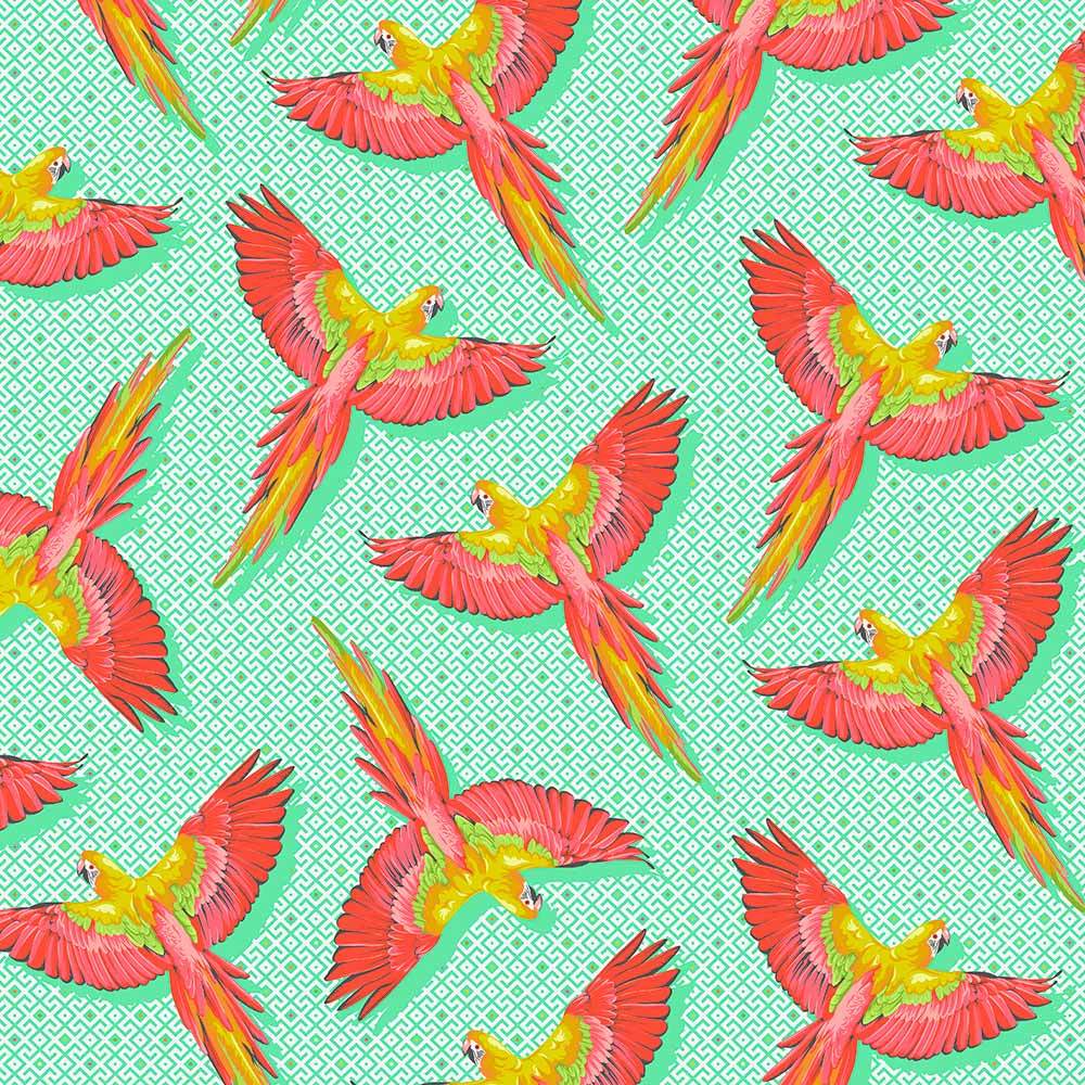FreeSpirit's Daydreamer - Tula Pink's Macaw Ya Later in Mango Yardage: A Dreamy Fabric Delight!