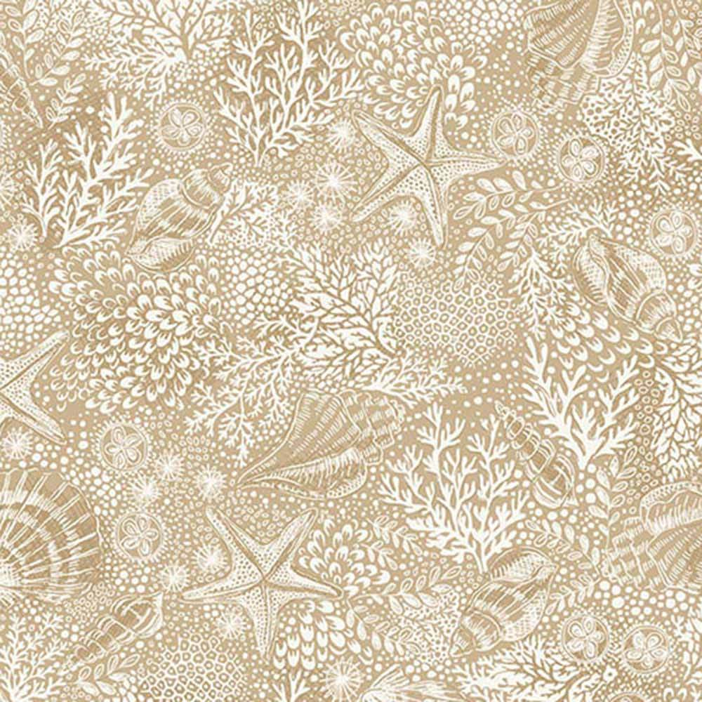 Andover Fabrics - High Tide by Makower - Reef - Cream Yardage: Your Ticket to Coastal Bliss!