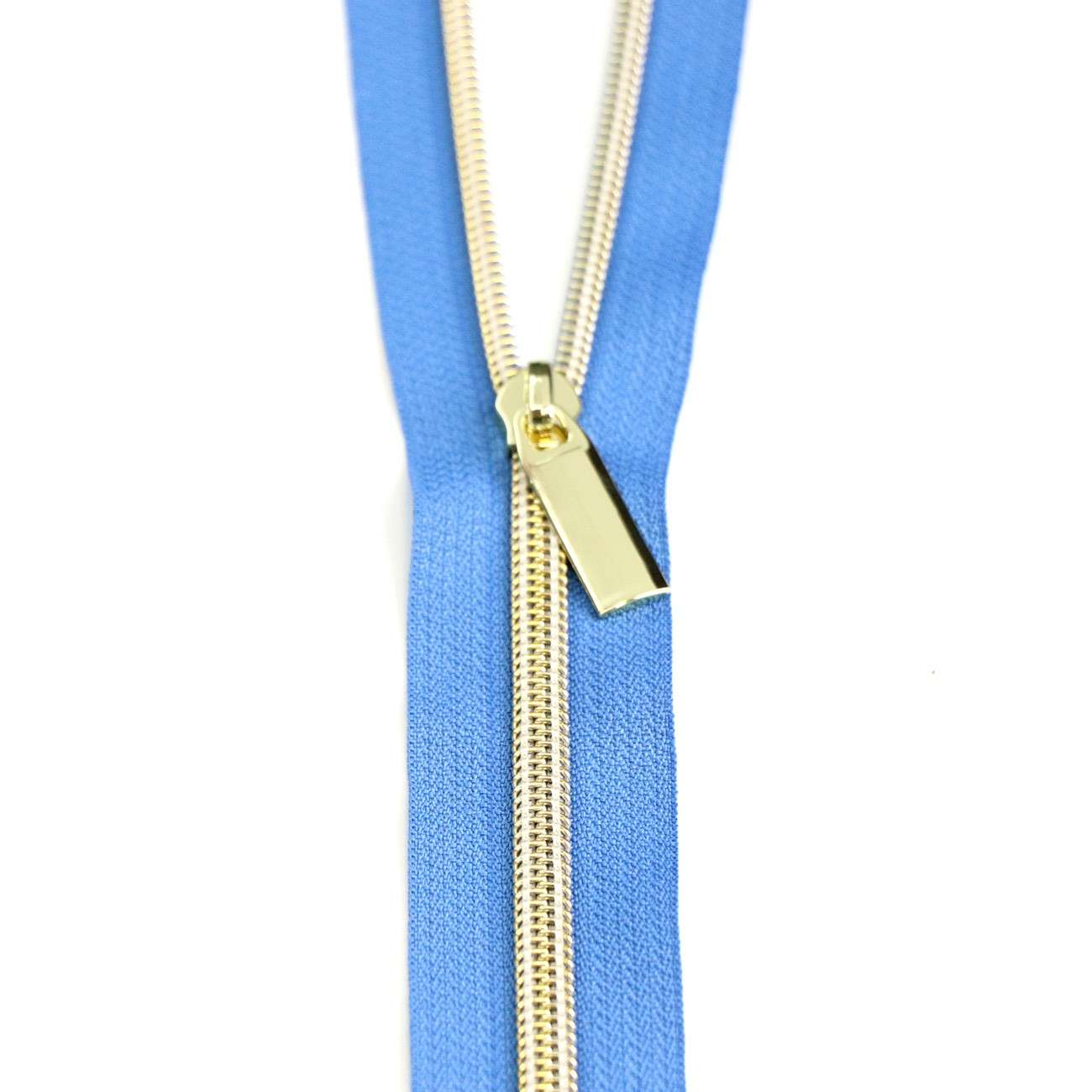 Gorgeous Blue Jean Gold Zippers by the Yard