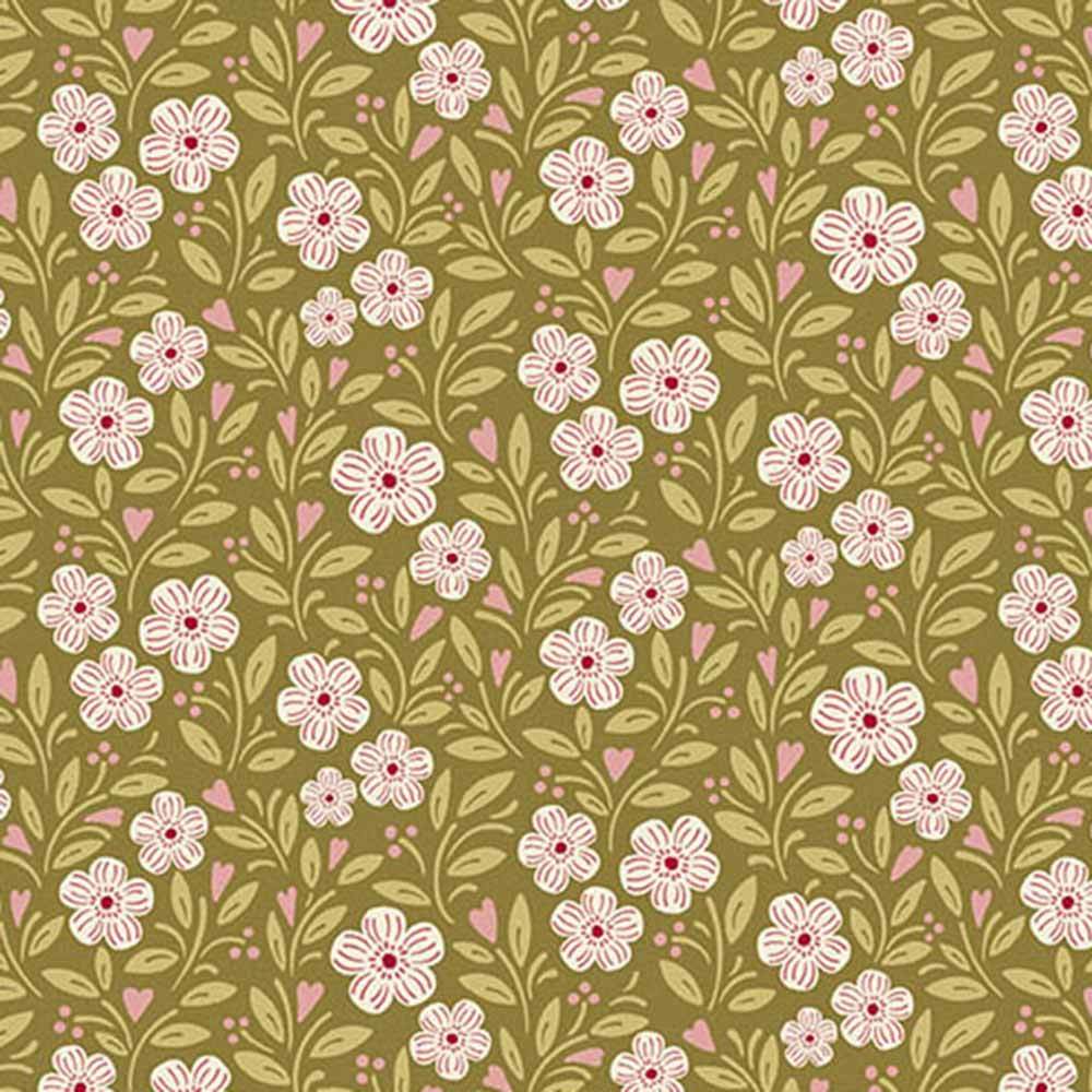 Andover Fabrics' A Woodsy Cottage by Judy Jarvi - Olive Green Cottage Garden Yardage: A Must - Have!