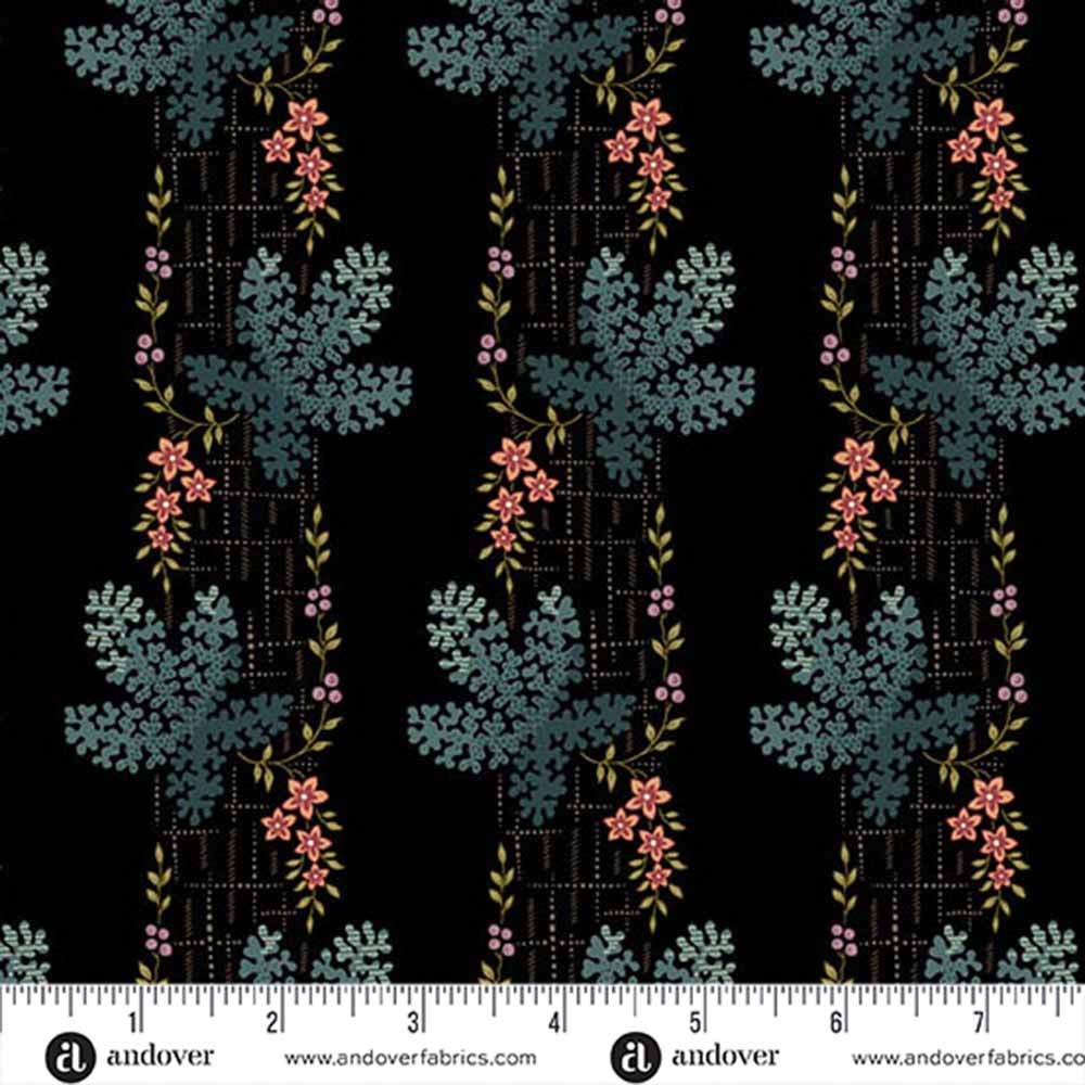 Andover Fabrics - Dahlia by Laundry Basket Quilts - Tree Moss - Midnight Yardage: Transform Your Projects!