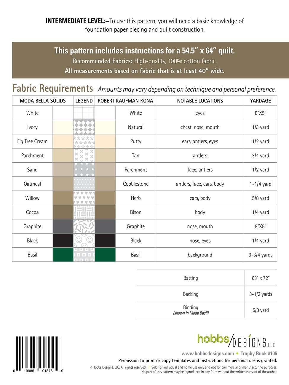 Exciting Trophy Buck Quilt Pattern