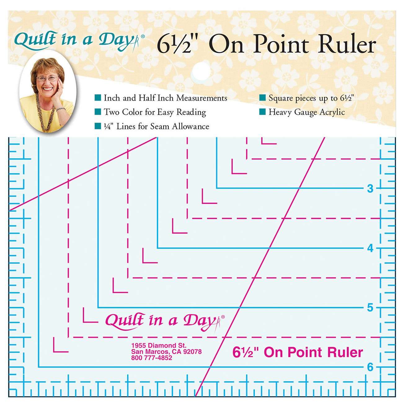 Stunning 6-1/2in On Point Quilting Ruler