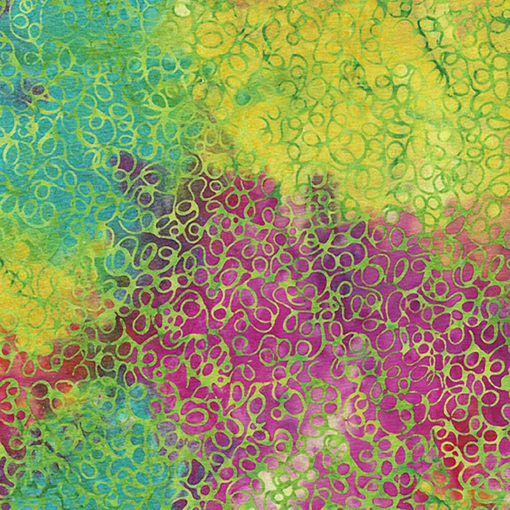 Island Batiks Thread Swirls - Multi Yellow Pink Blue Jellybean Yardage: A Colorful Delight!