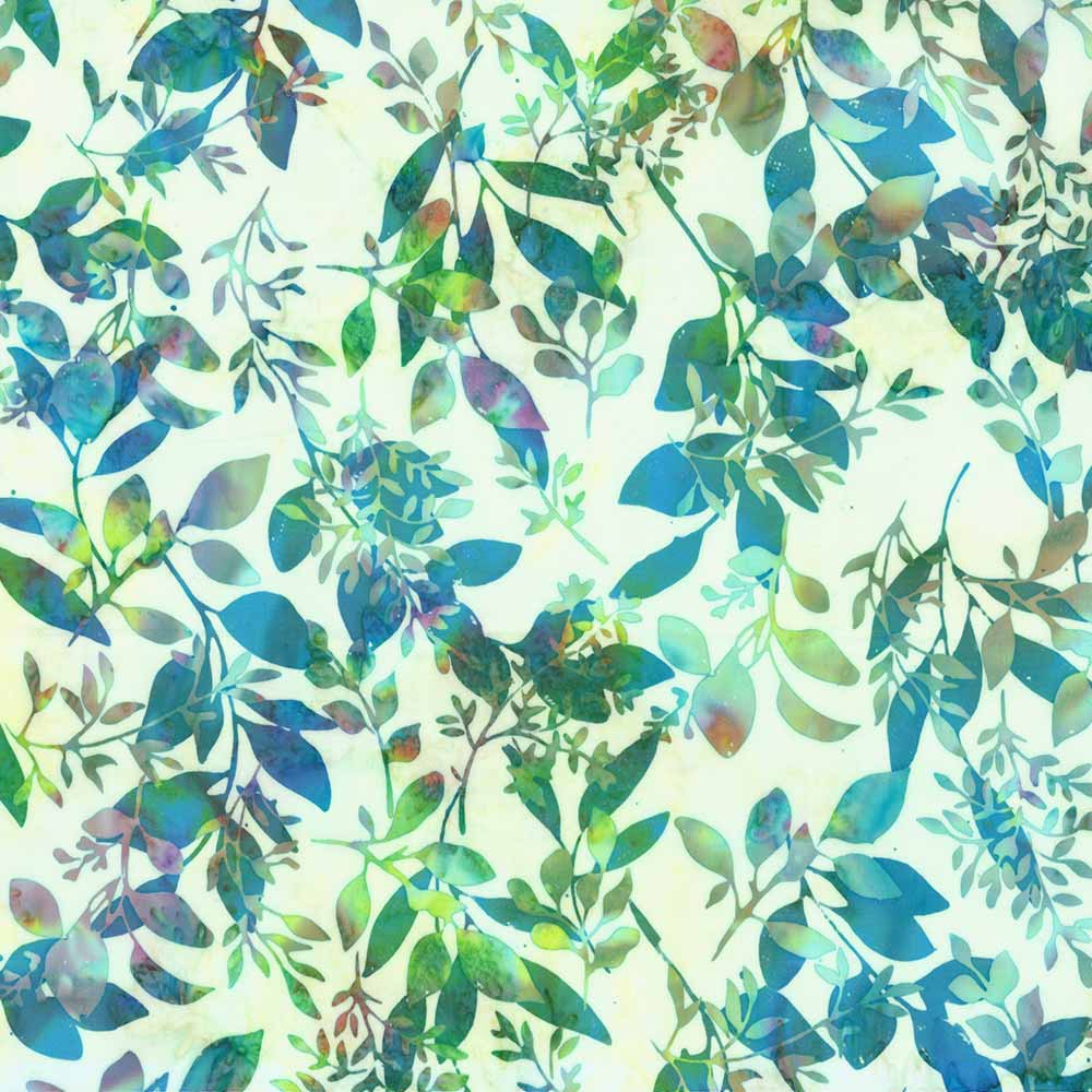 Hoffman Challenge: Fresh Meadow Batik Trailing Vine Mint Yardage - Dive into the 35th Annual!