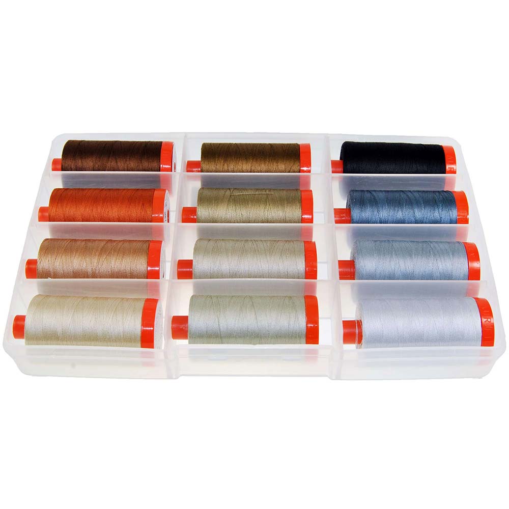 Aurifil's Fabulous 12-Pack of 50wt Cotton Thread Spools in Neutral Tones by Pat Sloan