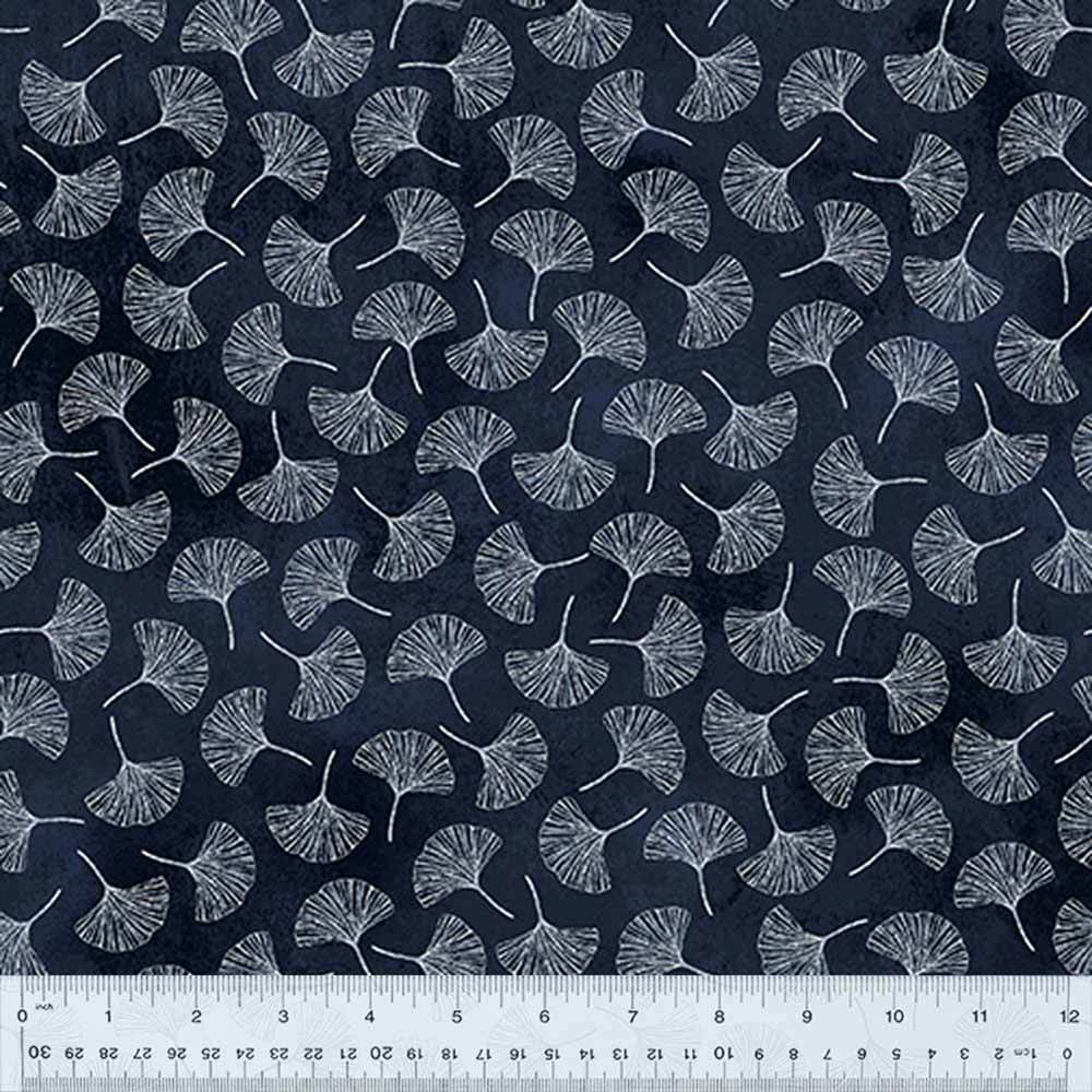 Windham Fabrics - Stunning Botanical Blues by Whistler Studios - Gingko Leaves in Ink - Yardage