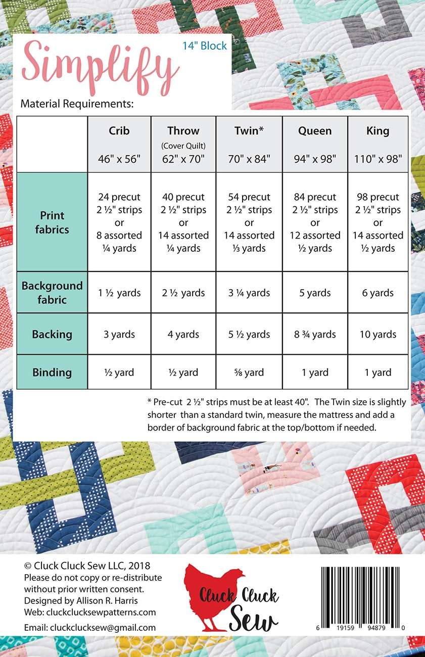 Simplify Jelly Roll Pattern