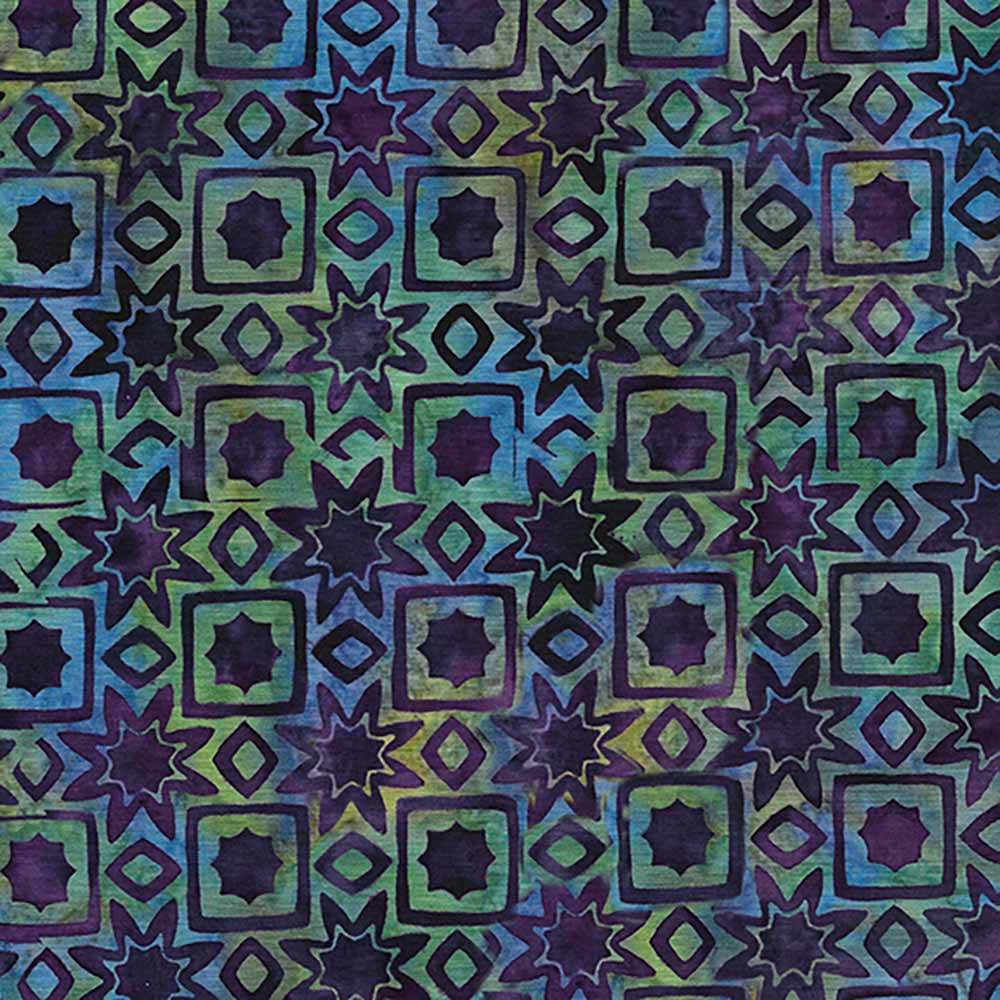 Island Batiks Star Pattern - Multi Blue Green Marbles Yardage: A Stunning Fabric Delight!