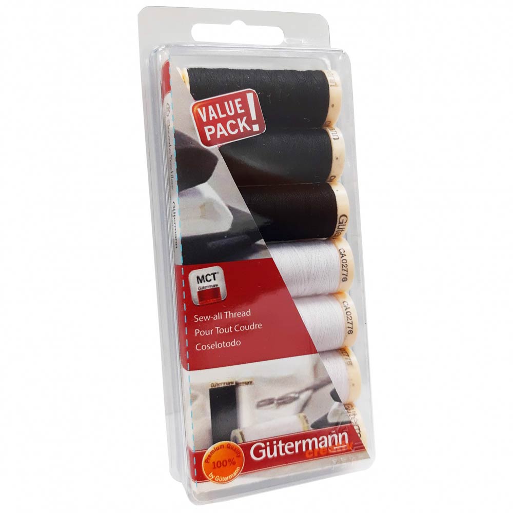 Sew-all Thread Set: 7 Spools of Stunning Black and White Threads