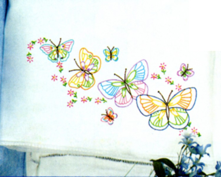 Enchanting Fluttering Butterflies Lace-Trimmed Pillowcase Set