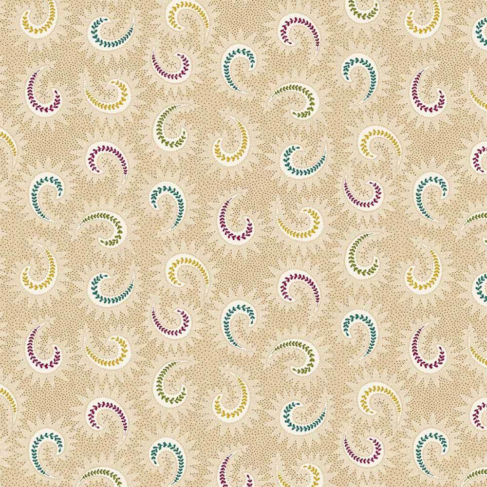Henry Glass & Co.'s Spiced Favorites: Kim Diehl's Stylized Paisley Toast Fabric - 108 Wide Yardage