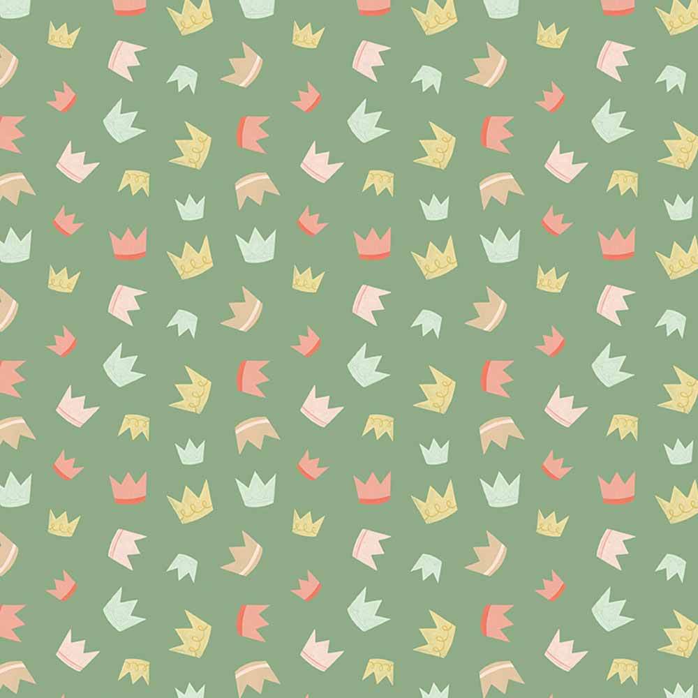 Riley Blake's It's A Girl Crowns in Sage - Yardage by Echo Park Paper Co.