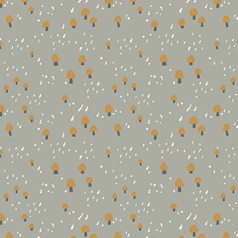 Riley Blake's Elmer & Eloise Mushroom Dove Fabric - Yardage Delight