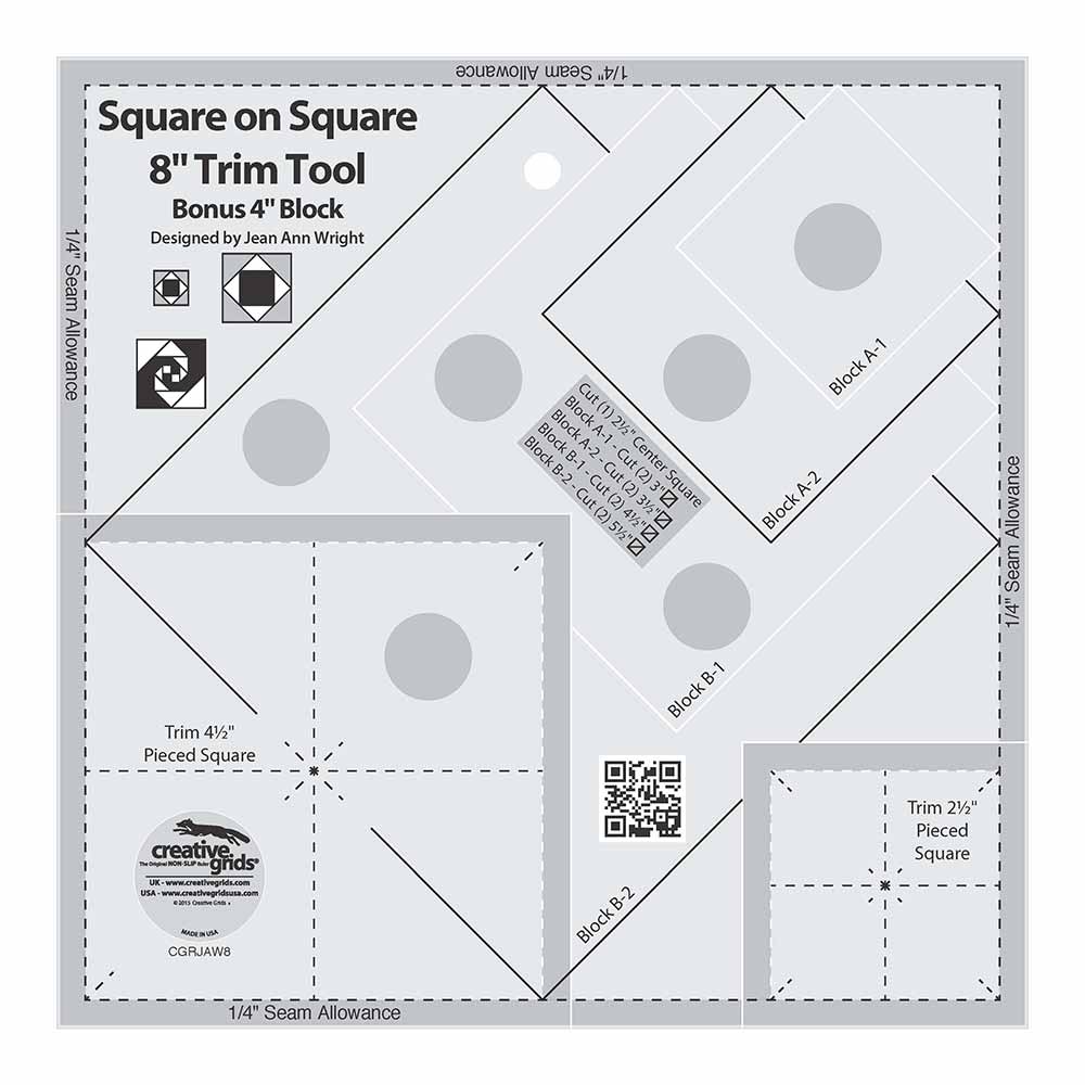 Creative Grids Square on Square Trim Tool - 4 or 8 Inch Finished Masterpiece Maker