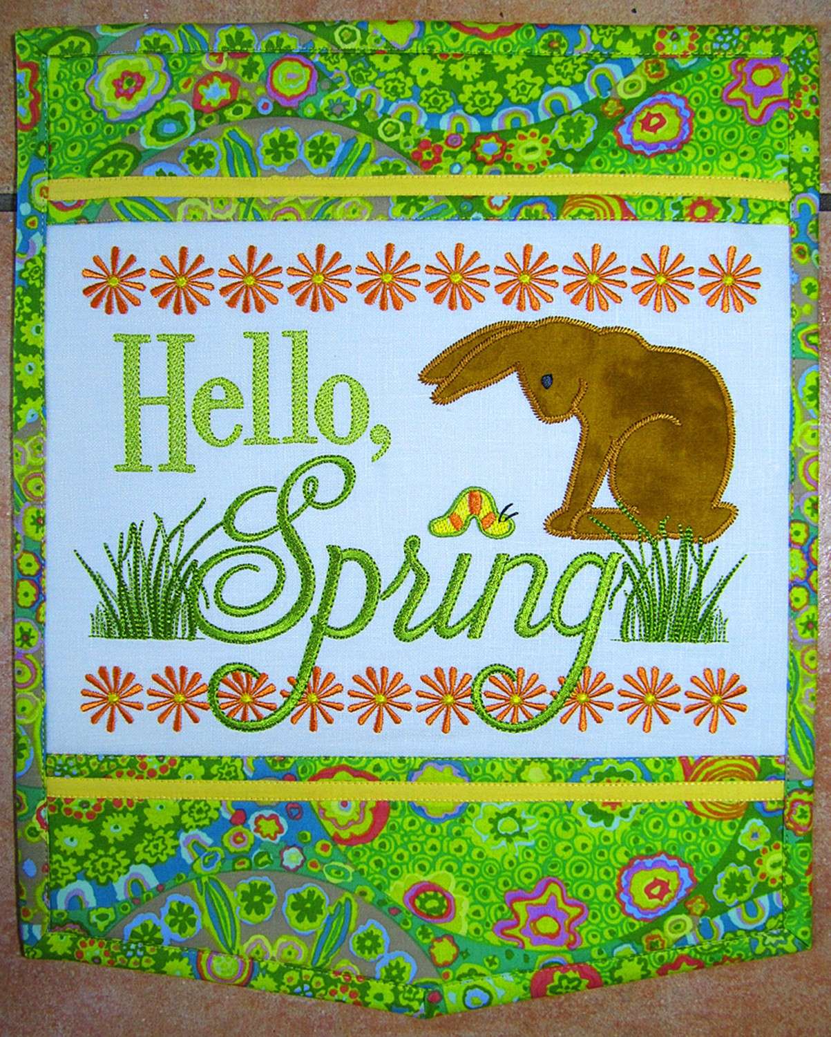 Enchanting Hello Spring Wall Hanging Embroidery by Janine Babich