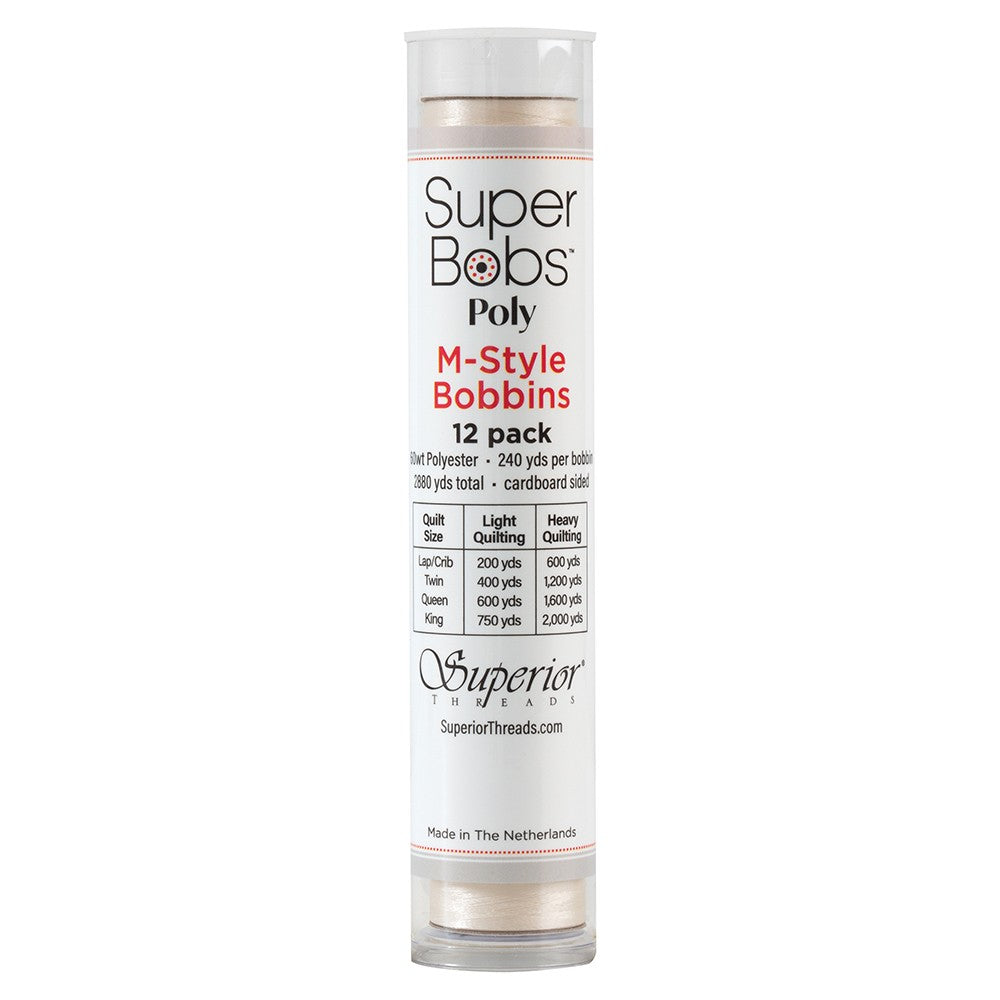 SuperBobs 12-Pack M-Style Off-White Polyester Bobbins - A Must-Have for Crafting!