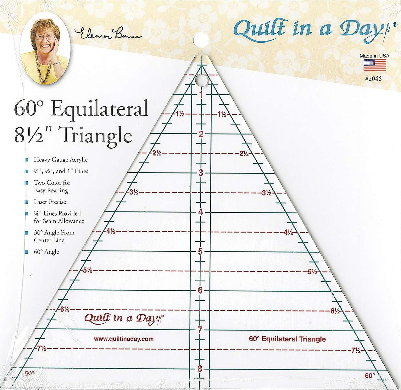 60 Degree Equilateral 8.5-Inch Laser-Precise Acrylic Triangle Ruler