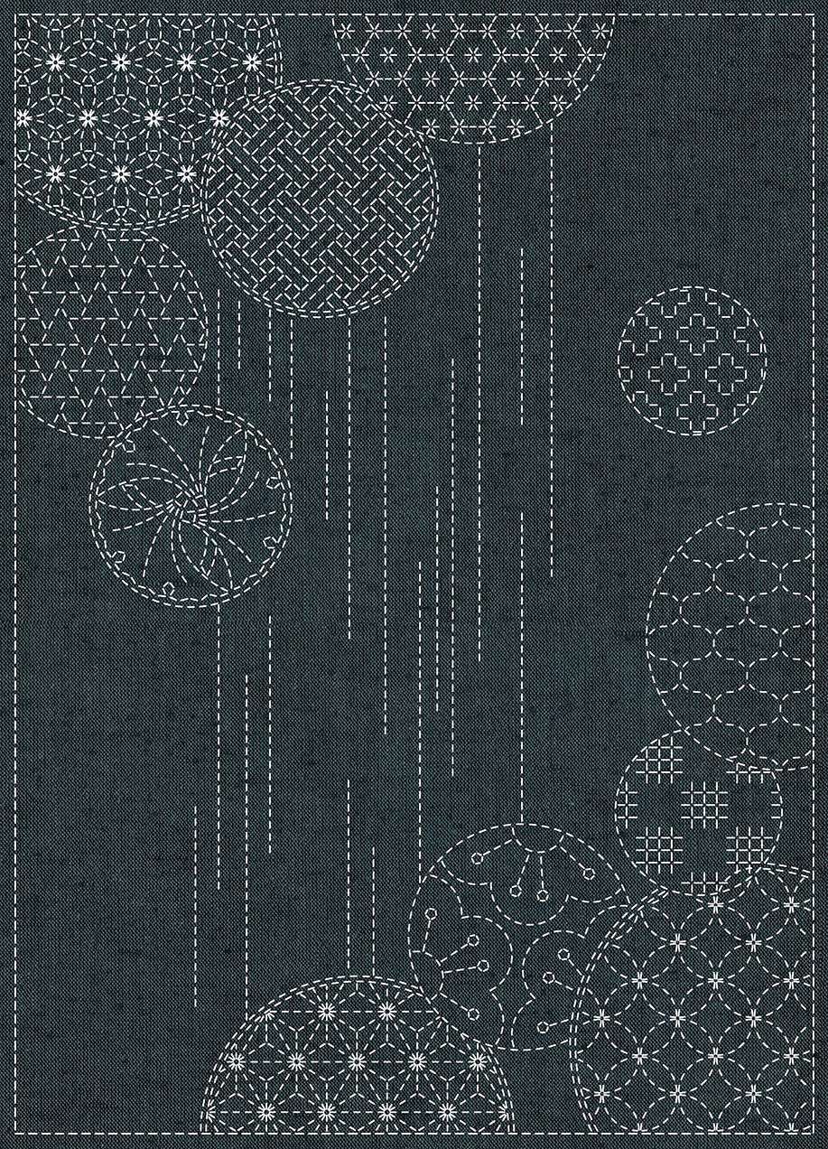 Exquisite Sashiko Cloth - Yarn Dyed Nep Windchimes in Stunning Blue