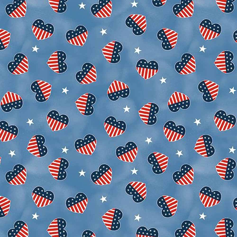 Wilmington Prints - Flag Hearts: A Patriotic Masterpiece by Stephanie Marriott