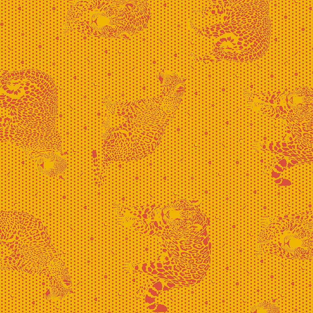 FreeSpirit's Daydreamer by Tula Pink - Little Jaguars Papaya Yardage: Unleash Your Imagination!