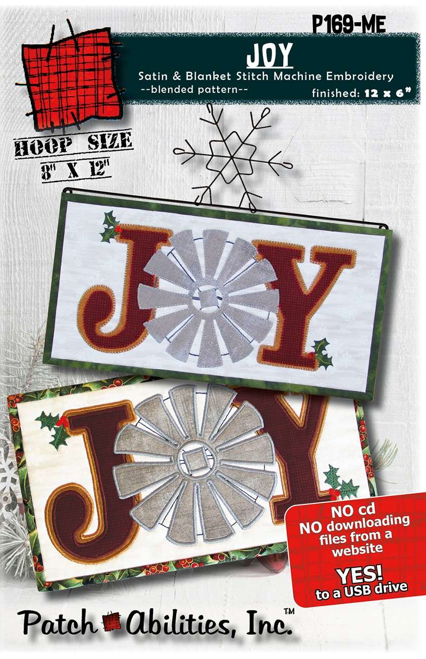 JOY Machine Embroidery Kit - Farmhouse Christmas Delight