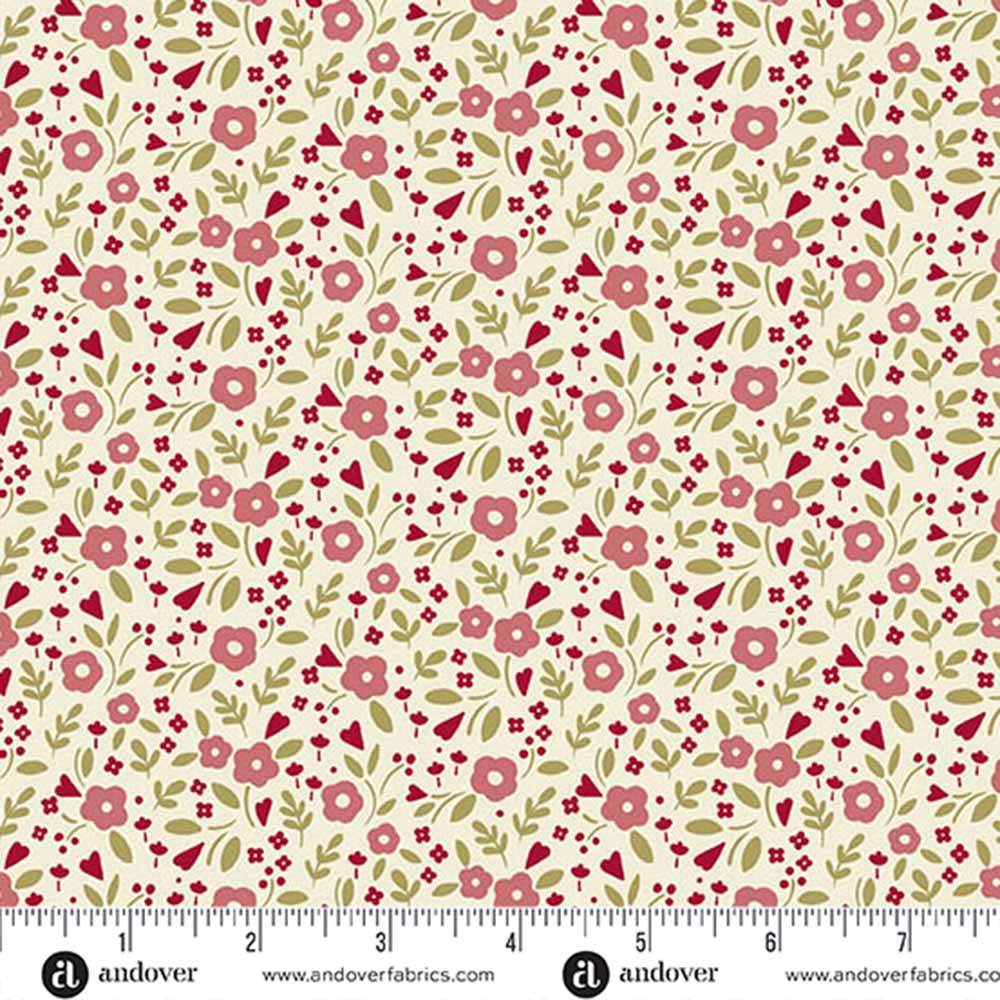 Andover Fabrics - A Woodsy Cottage by Judy Jarvi - Little Darling in Warm White - Yardage: A Must - Have for Crafters!
