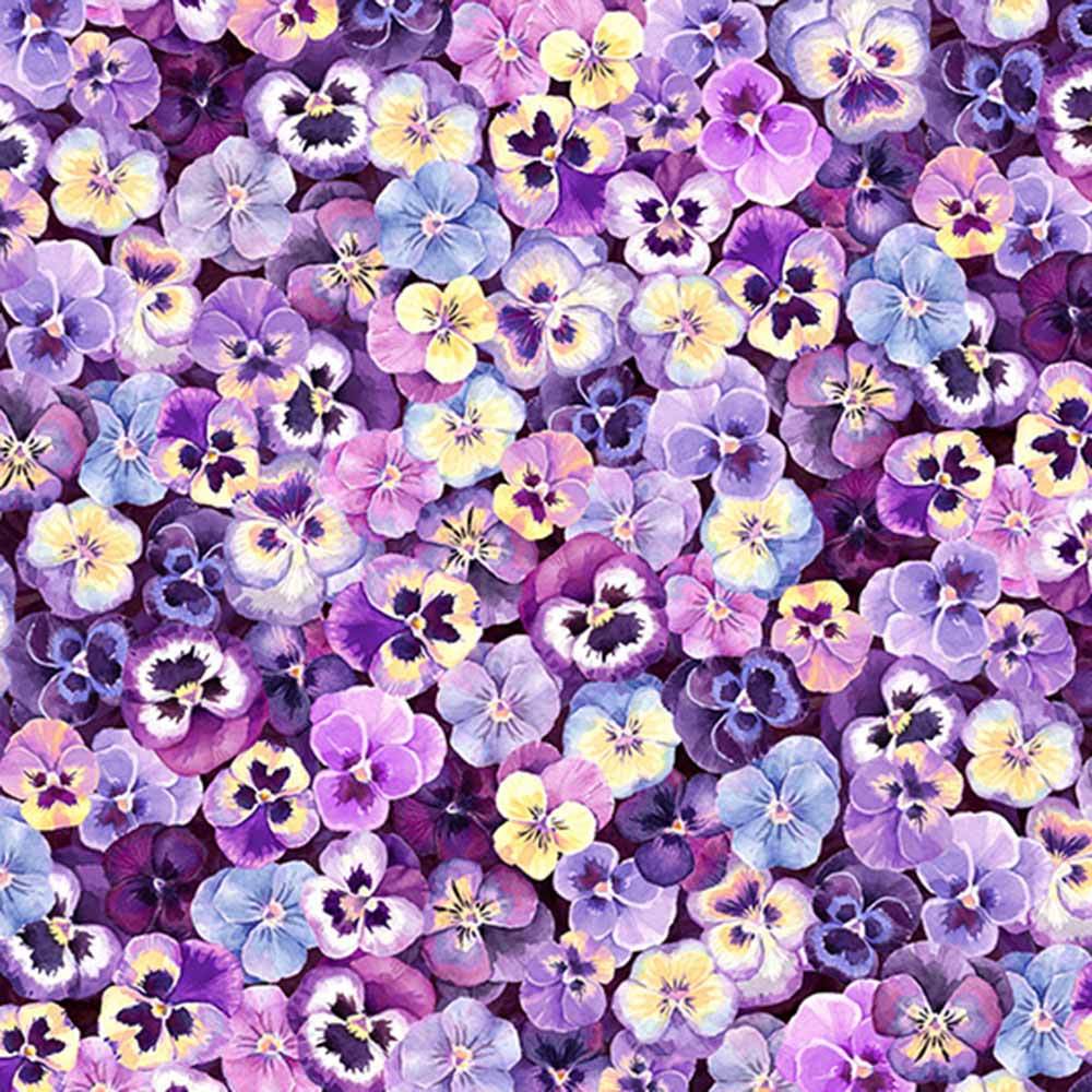 Hoffman Fabrics Flower Shoppe Digital Print - Stunning Violet Flower Cluster Yardage