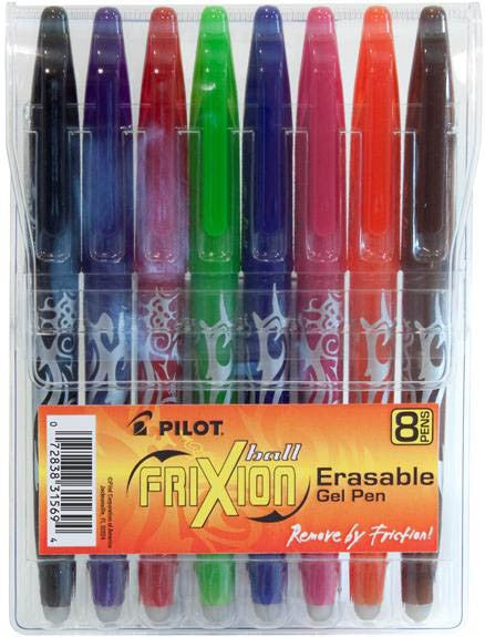 Frixion 8-Pack Fine Point 0.7mm Heat-Erasable Gel Pen Assortment