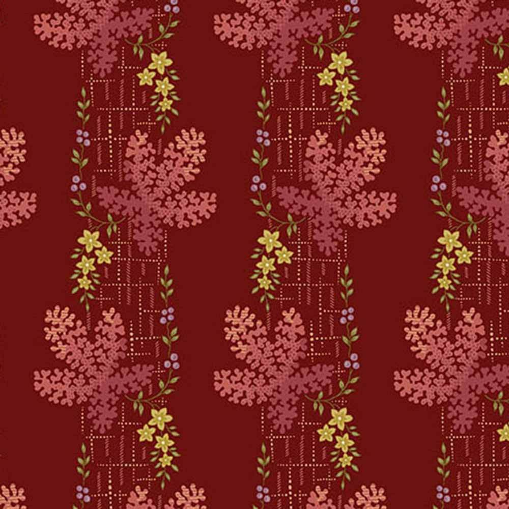Andover Fabrics - Stunning Dahlia by Laundry Basket Quilts in Tree Moss & Crimson - Yardage