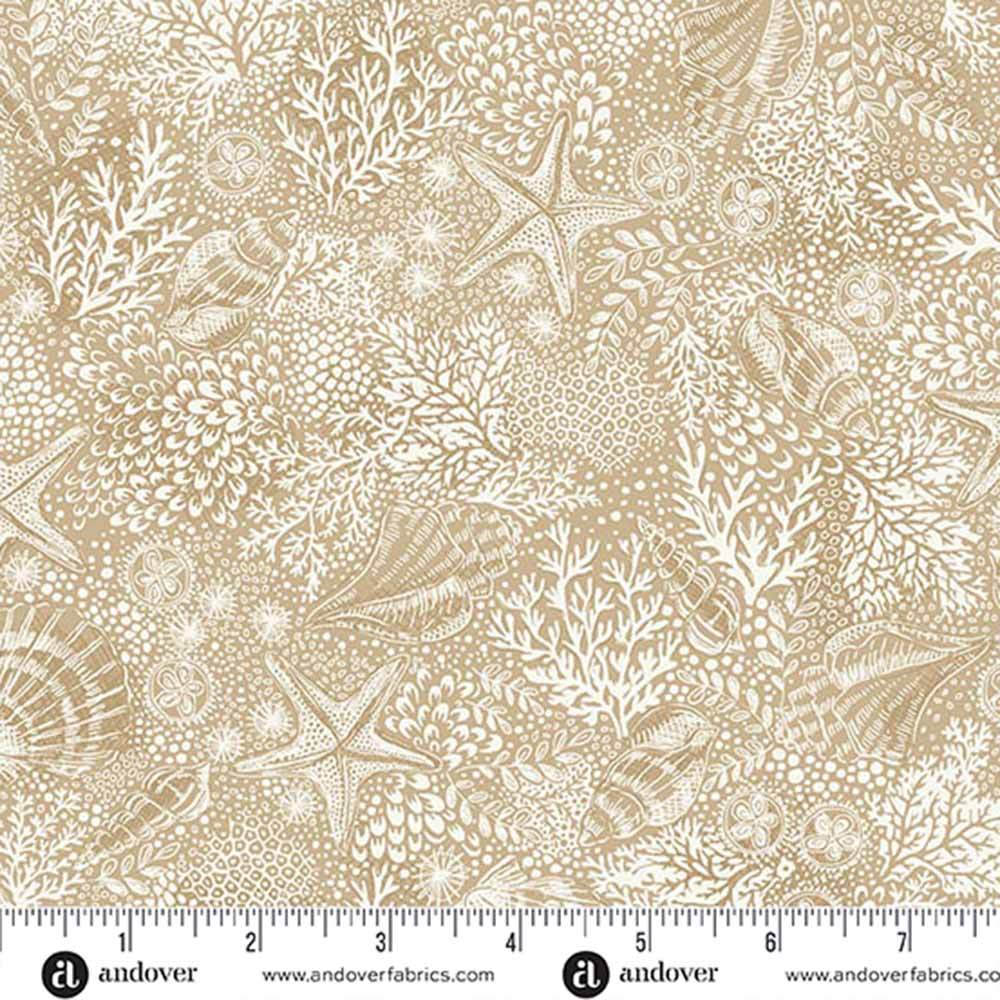 Andover Fabrics - High Tide by Makower - Reef - Cream Yardage: Your Ticket to Coastal Bliss!