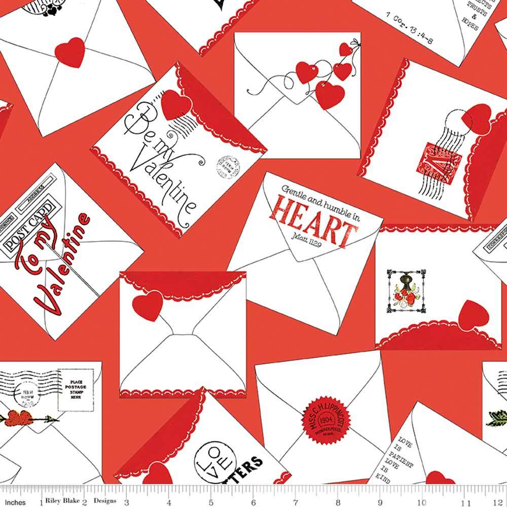 Riley Blake's All My Heart Valentine Greeting Red Fabric - Yardage by J. Wecker Frisch