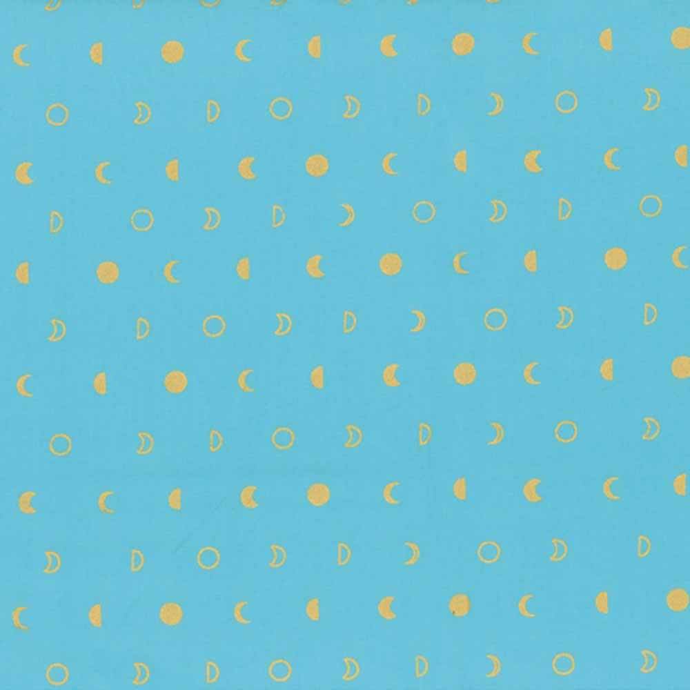 Hoffman Fabrics - Stunning Hand Dyed Indah Batiks - ME+YOU by Sarah Sharp - Moons - Sky/Gold Yardage