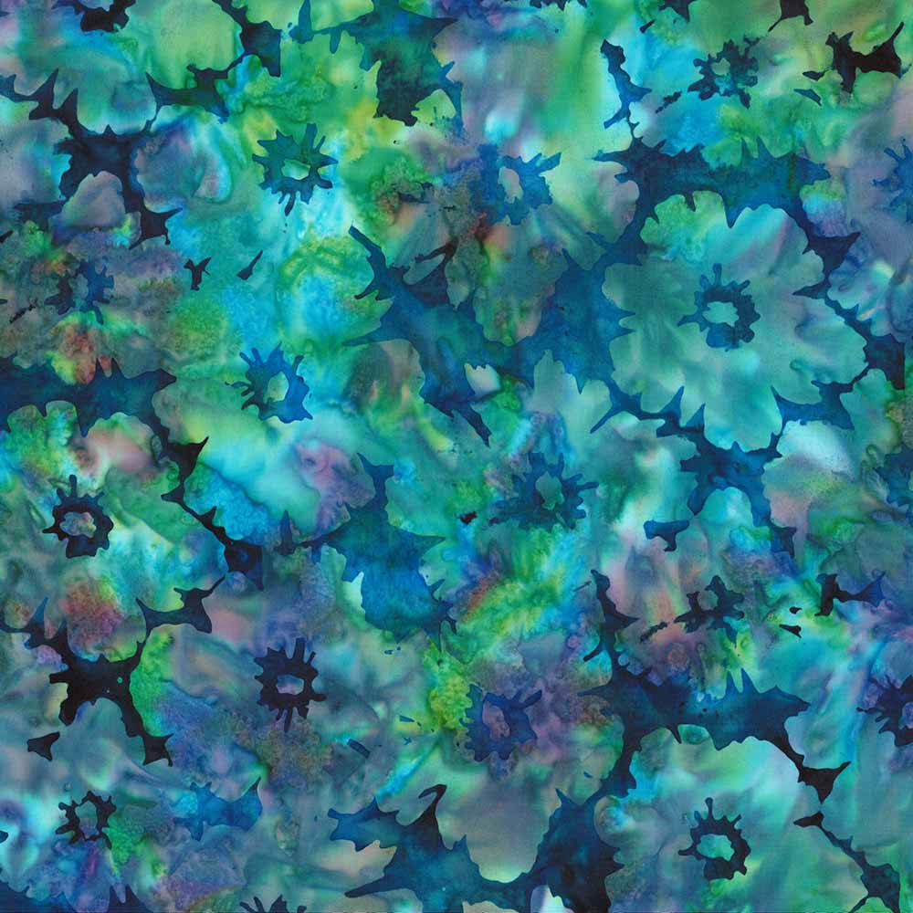 Hoffman Challenge: Fresh Meadow Batik - Emerald Pansy Yardage