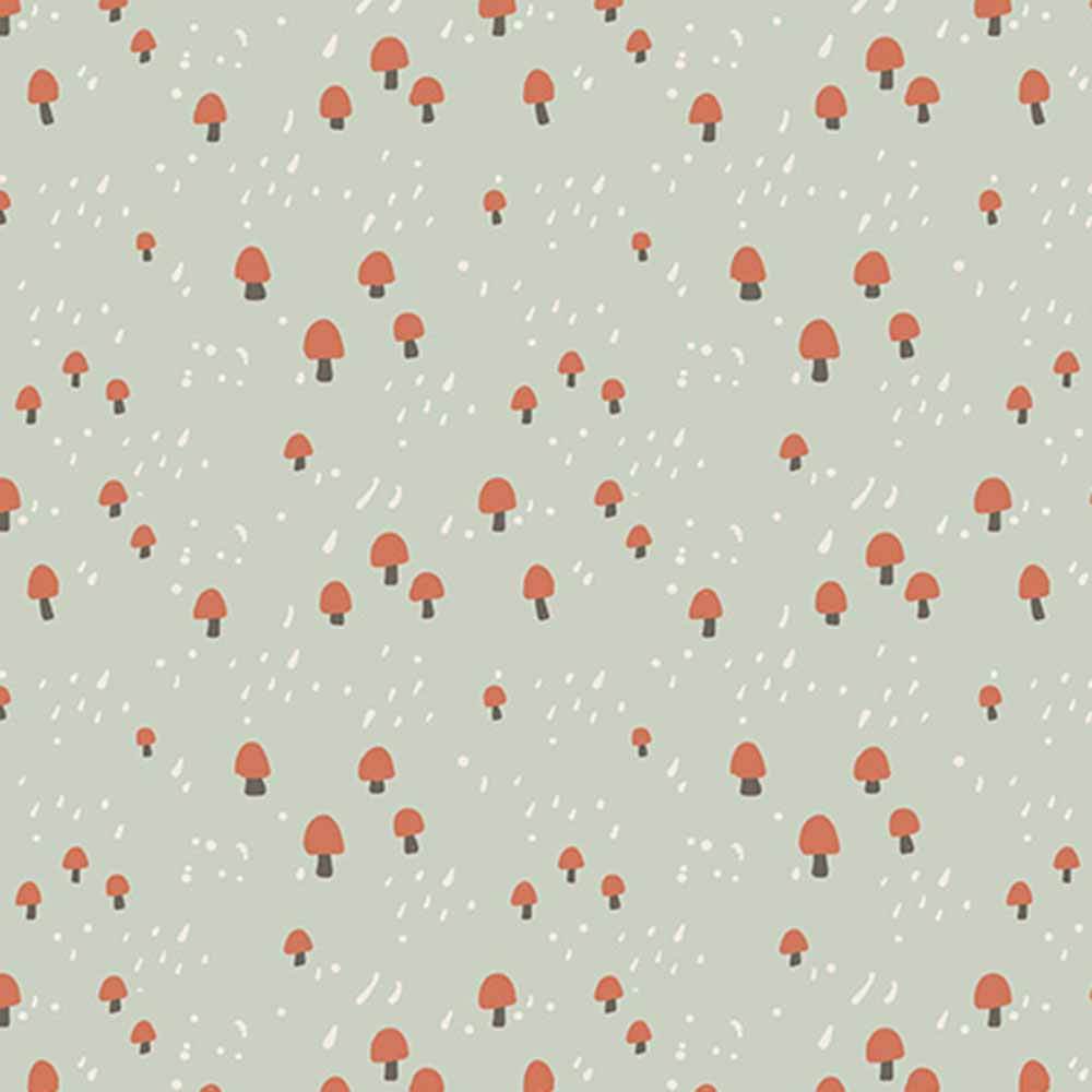 Riley Blake's Elmer & Eloise Mushroom Tea Green Fabric - A Yard of Adorable!