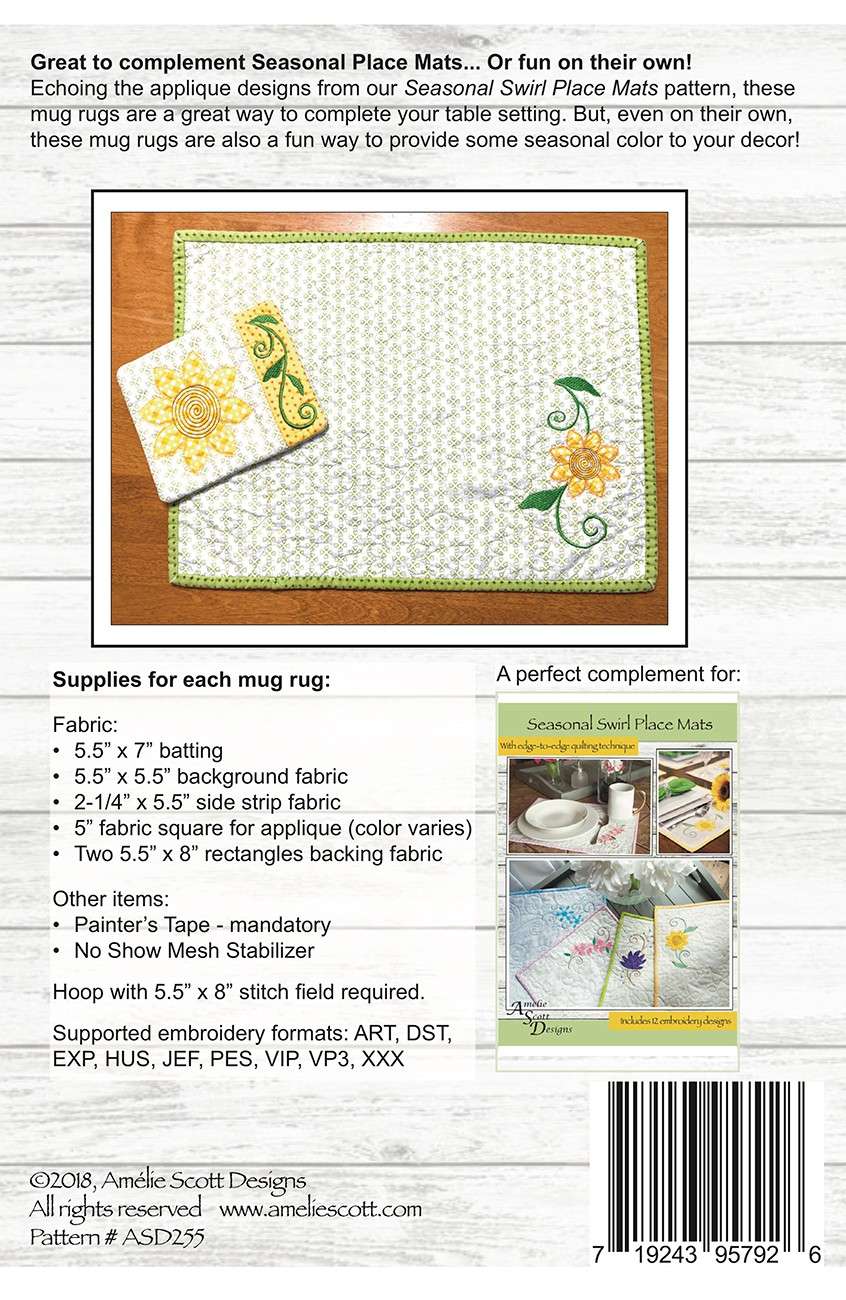 Seasonal Swirl Mug Rug Pattern - Add Seasonal Charm!