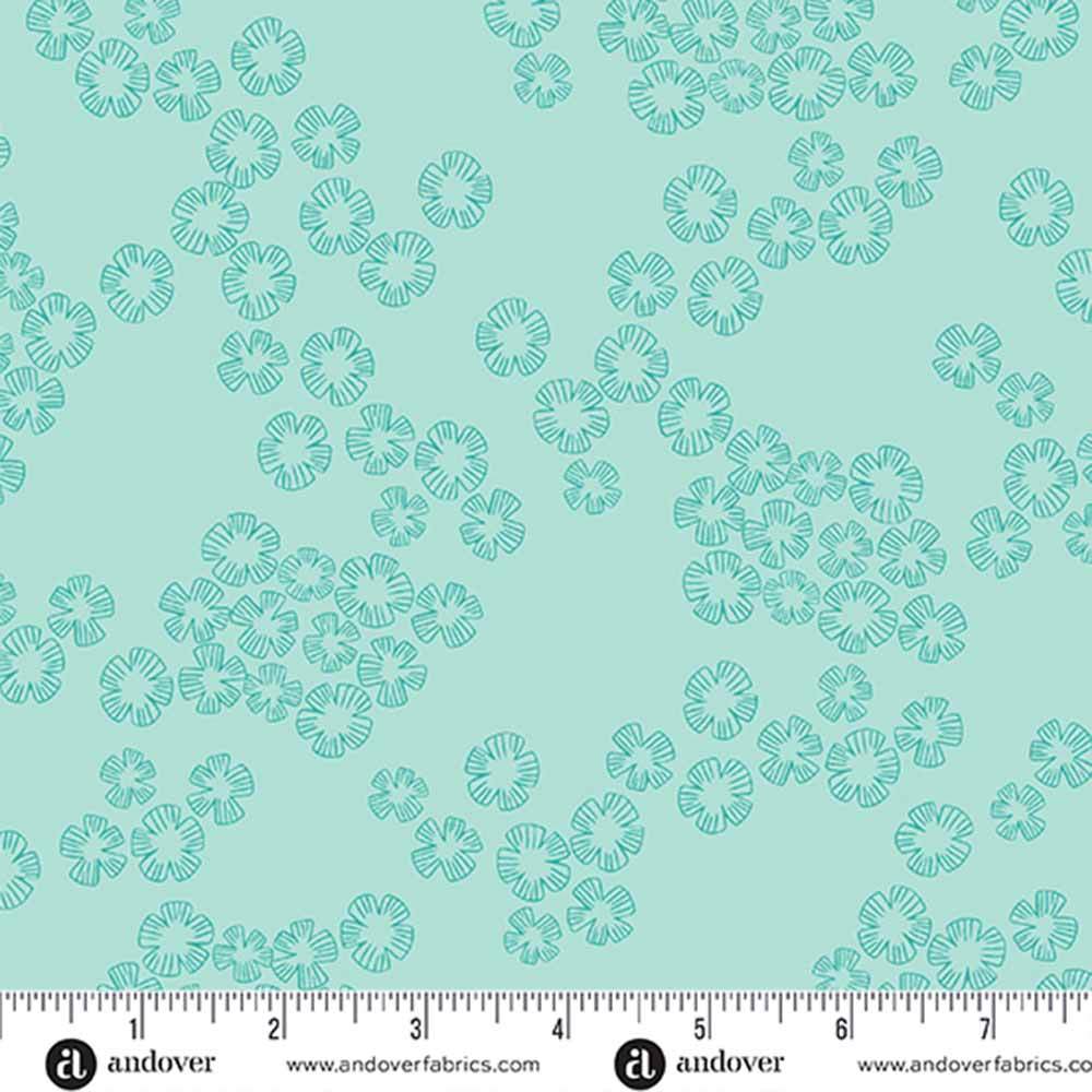 Andover Fabrics - Color Me Pretty by Stephanie Organes - Aqua Charm Fabric Yardage