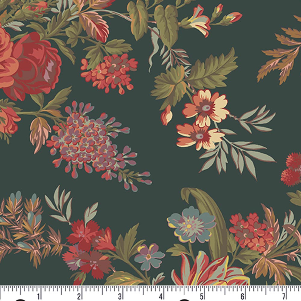 Andover Fabrics - Dark Blue Bed of Roses Laundry Basket Fabric - 108