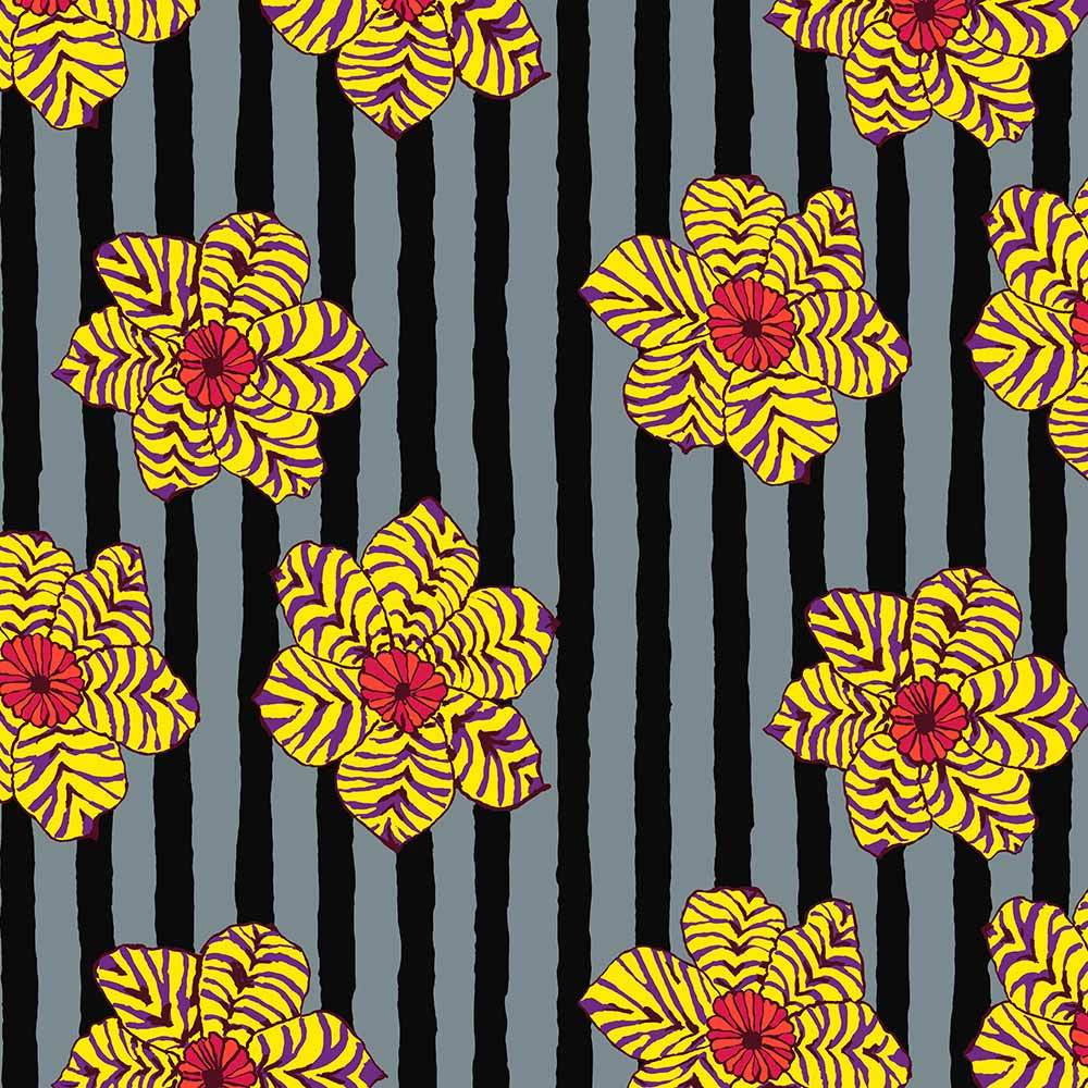 FreeSpirit's Brandon Mably for Kaffe Fassett Collective - Zebra Lilly Black Yardage: A Colorful Fabric Delight