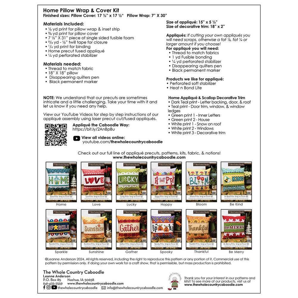 Enchanting Home Pillow Wrap & Cover Kit - Pattern