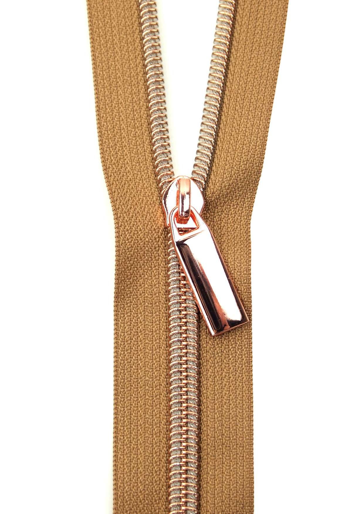 Gorgeous Yard-Long Natural Tape Zippers with Rose Gold #5 Teeth