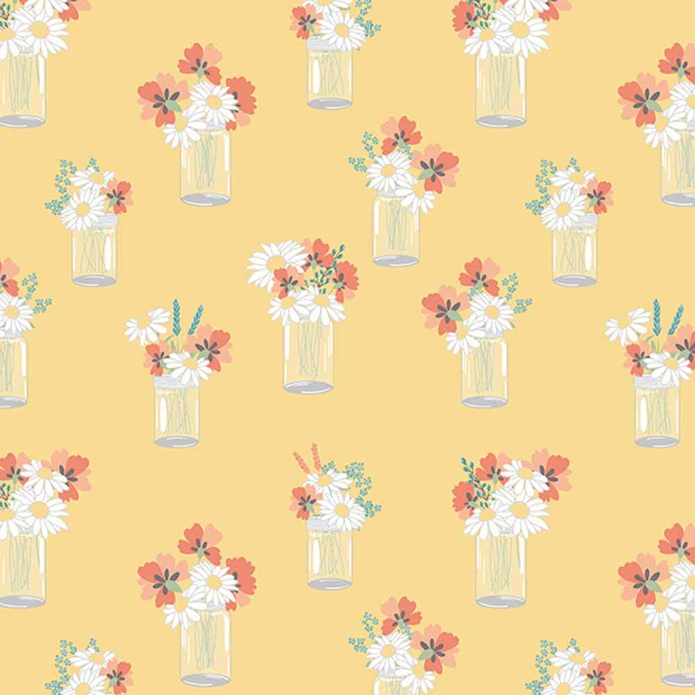Riley Blake's Sunshine and Sweet Tea - Mason Jar Bouquets Sunshine Yardage: A Quilter's Delight!