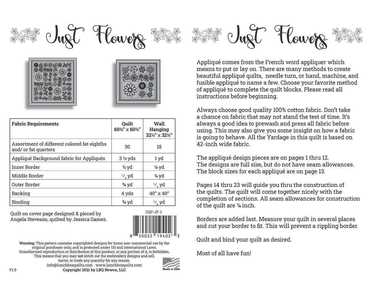 Just Flowers Classic Traditional Applique Embroidery Patterns - A Blooming Delight!
